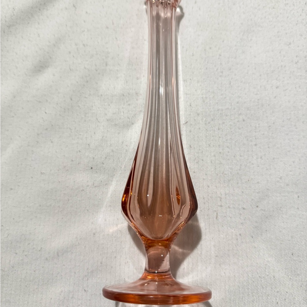 (L.E Smith) Vintage Pink/Peach Depression Glass Swung Vase (Ruffled Edge)
